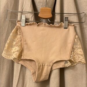 Anthropologie Beige Lace Trim High-Waisted Briefs